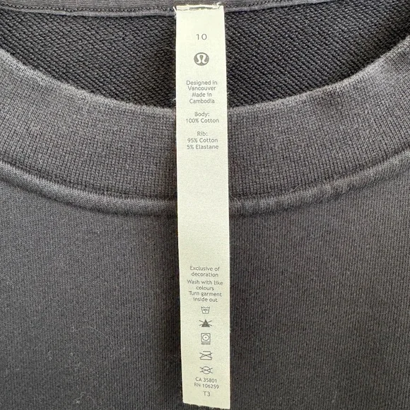 Lululemon / Perfectly Oversized Crew *Logo / Black / Size 10 - Picture 3 of 6